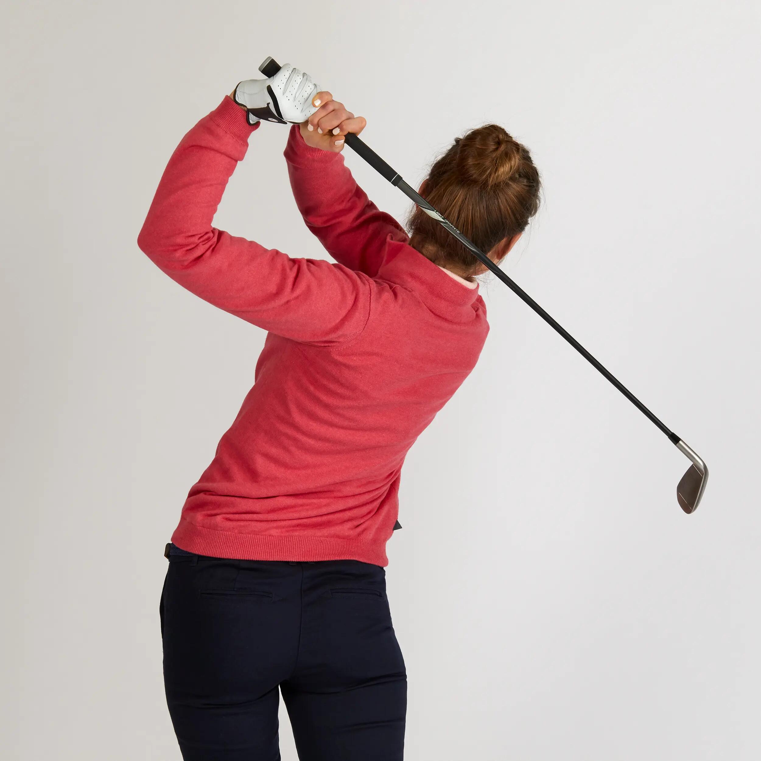 MOTTLED STRAWBERRY PINK WOMEN’S MILD WEATHER WINDPROOF GOLF PULLOVER 3/9