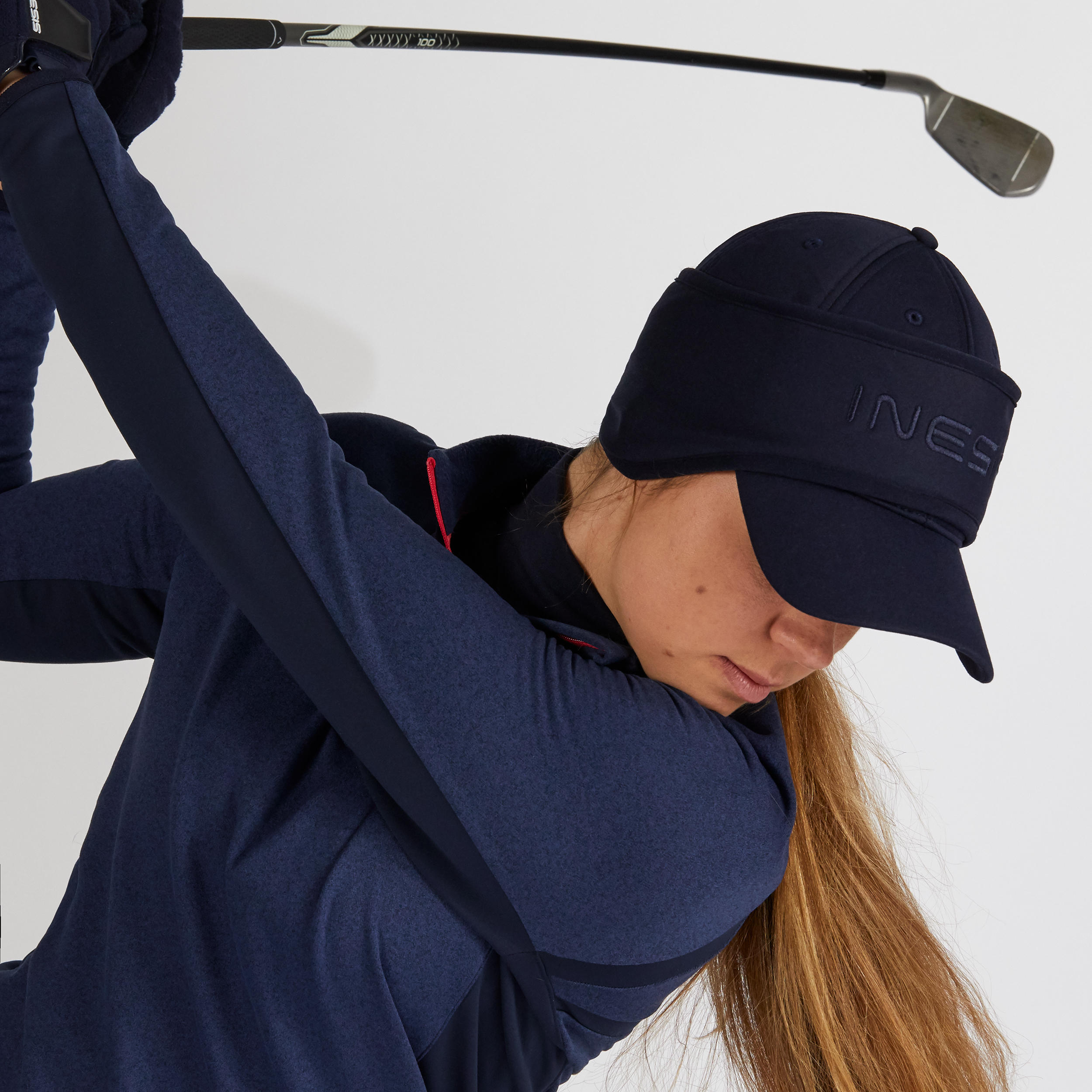 Women's winter golf headband cap CW500 navy blue 6/7