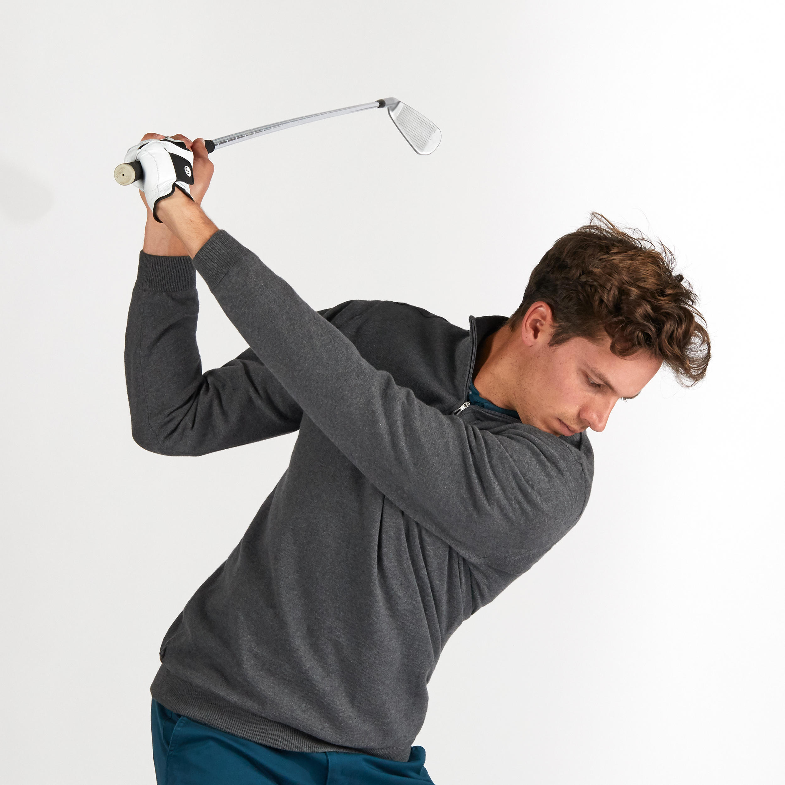 Men's golf windproof pullover MW500 dark grey 4/10