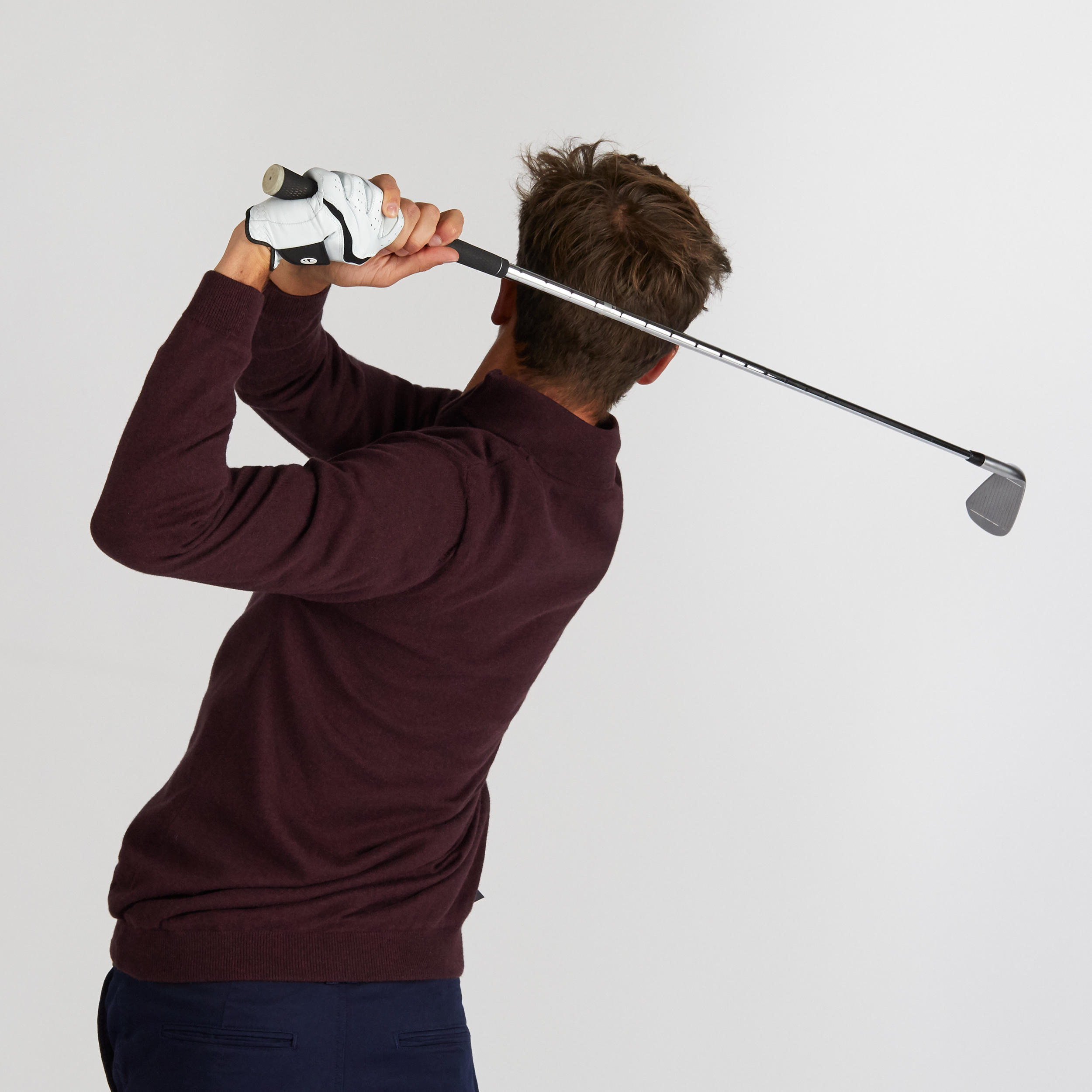 MOTTLED BURGUNDY MEN’S MILD WEATHER WINDPROOF GOLF PULLOVER 3/9