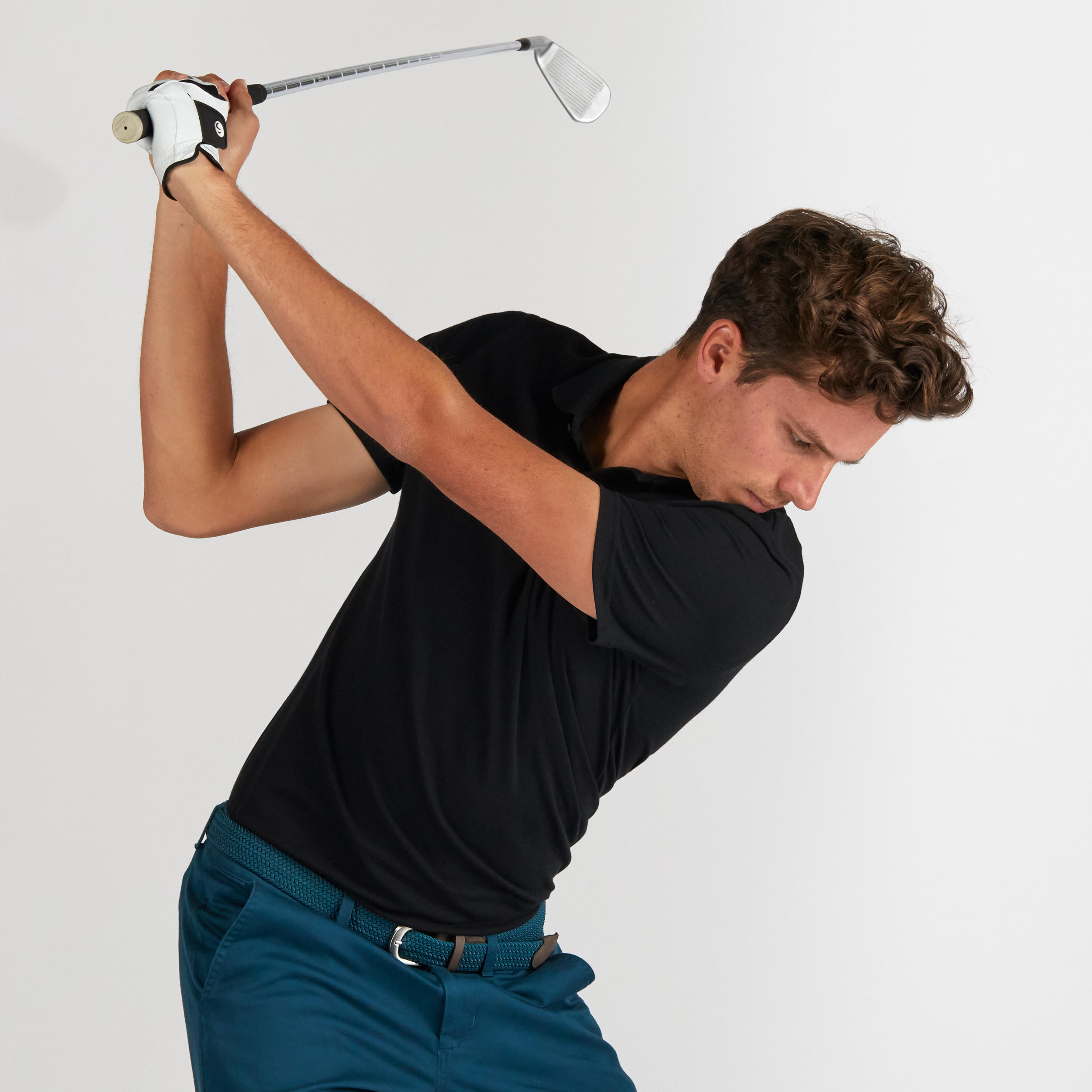 Polo de golf manches courtes homme MW500 noir 30/63