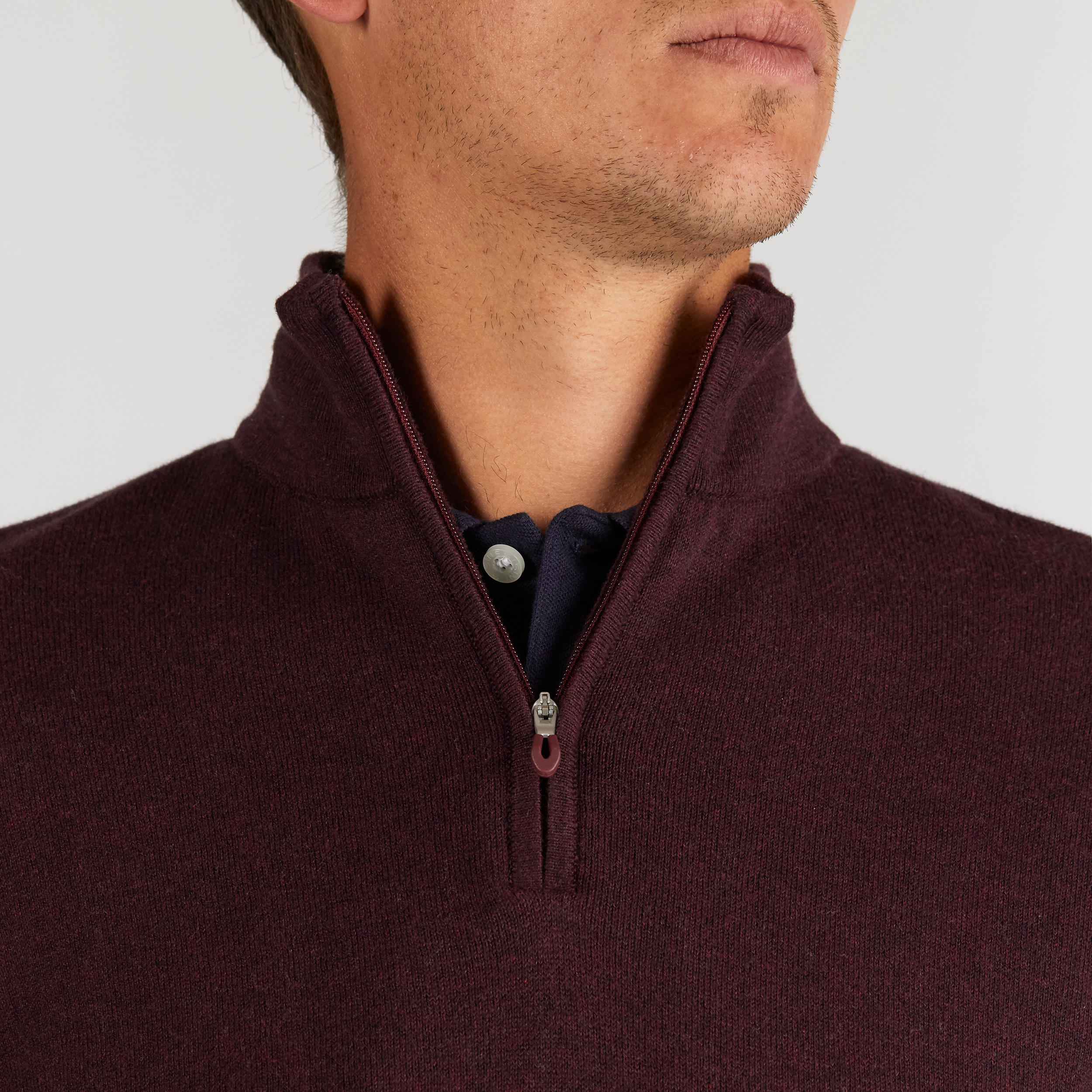 MOTTLED BURGUNDY MEN’S MILD WEATHER WINDPROOF GOLF PULLOVER 8/9