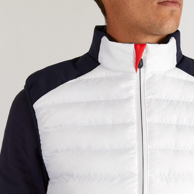 MEN'S COLD WEATHER SLEEVELESS GILET JACKET - WHITE / NAVY