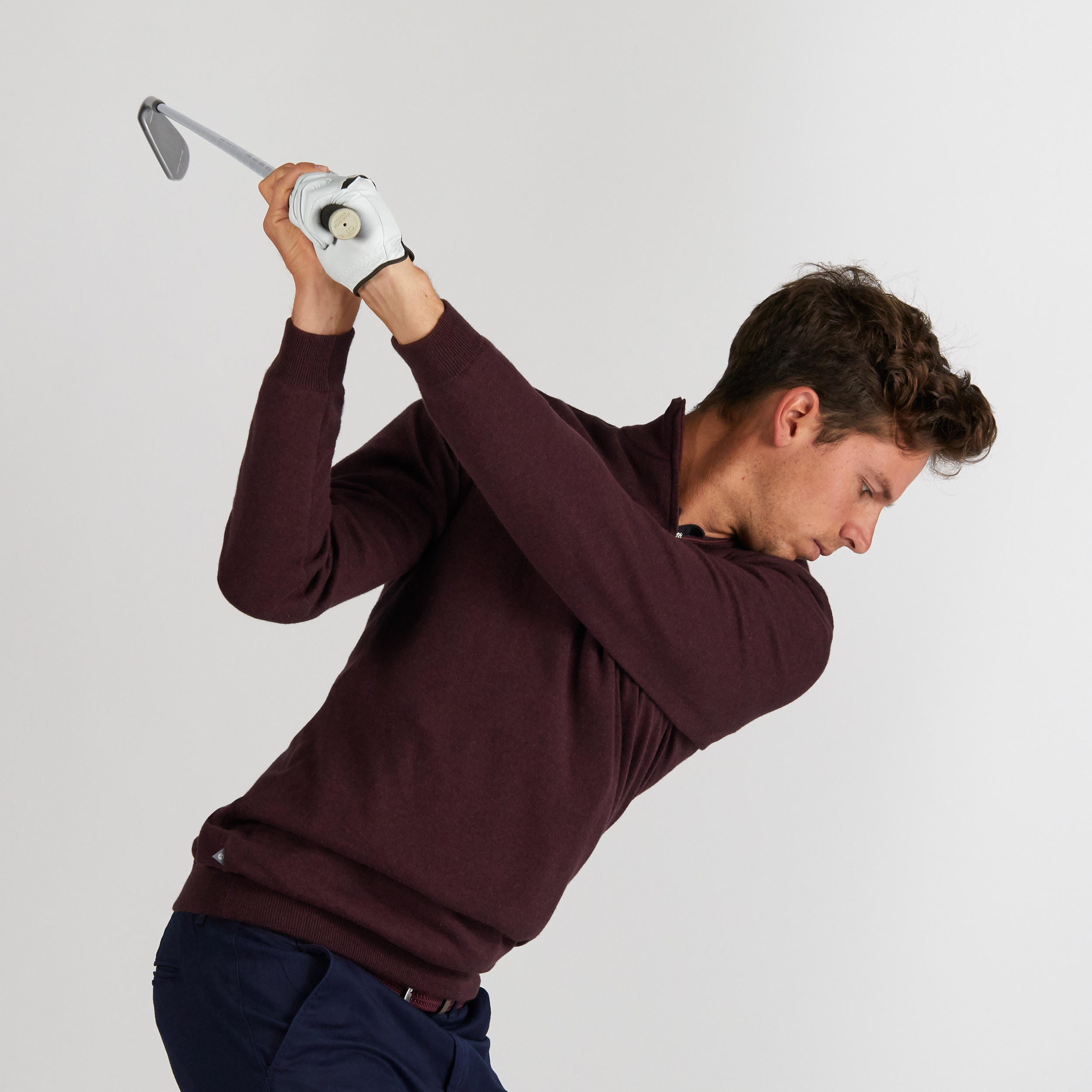 MOTTLED BURGUNDY MEN’S MILD WEATHER WINDPROOF GOLF PULLOVER 2/9