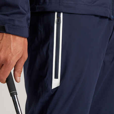 Men's golf waterproof rain trousers - RW500 navy blue