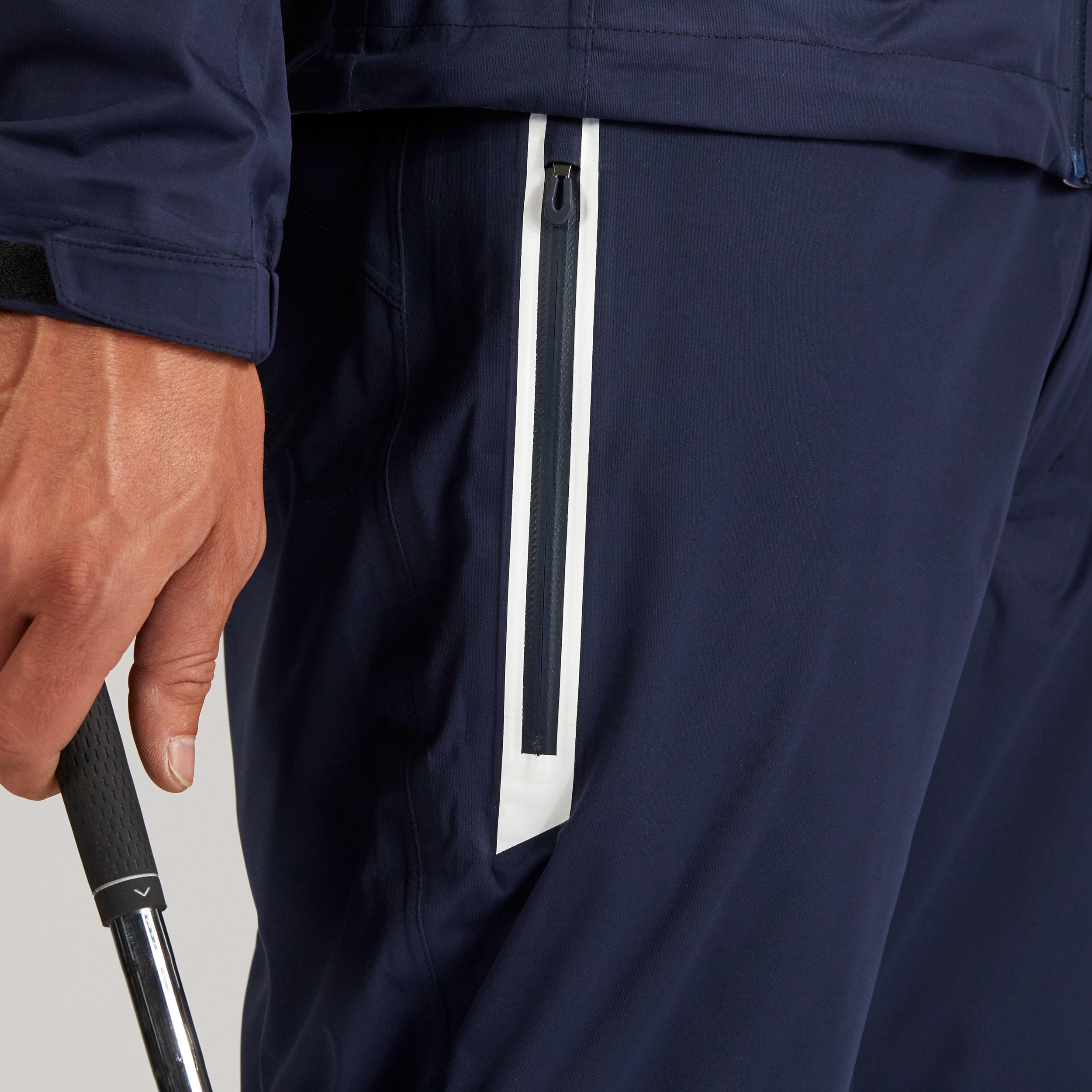 Men's golf waterproof rain trousers - RW500 navy blue 3/8