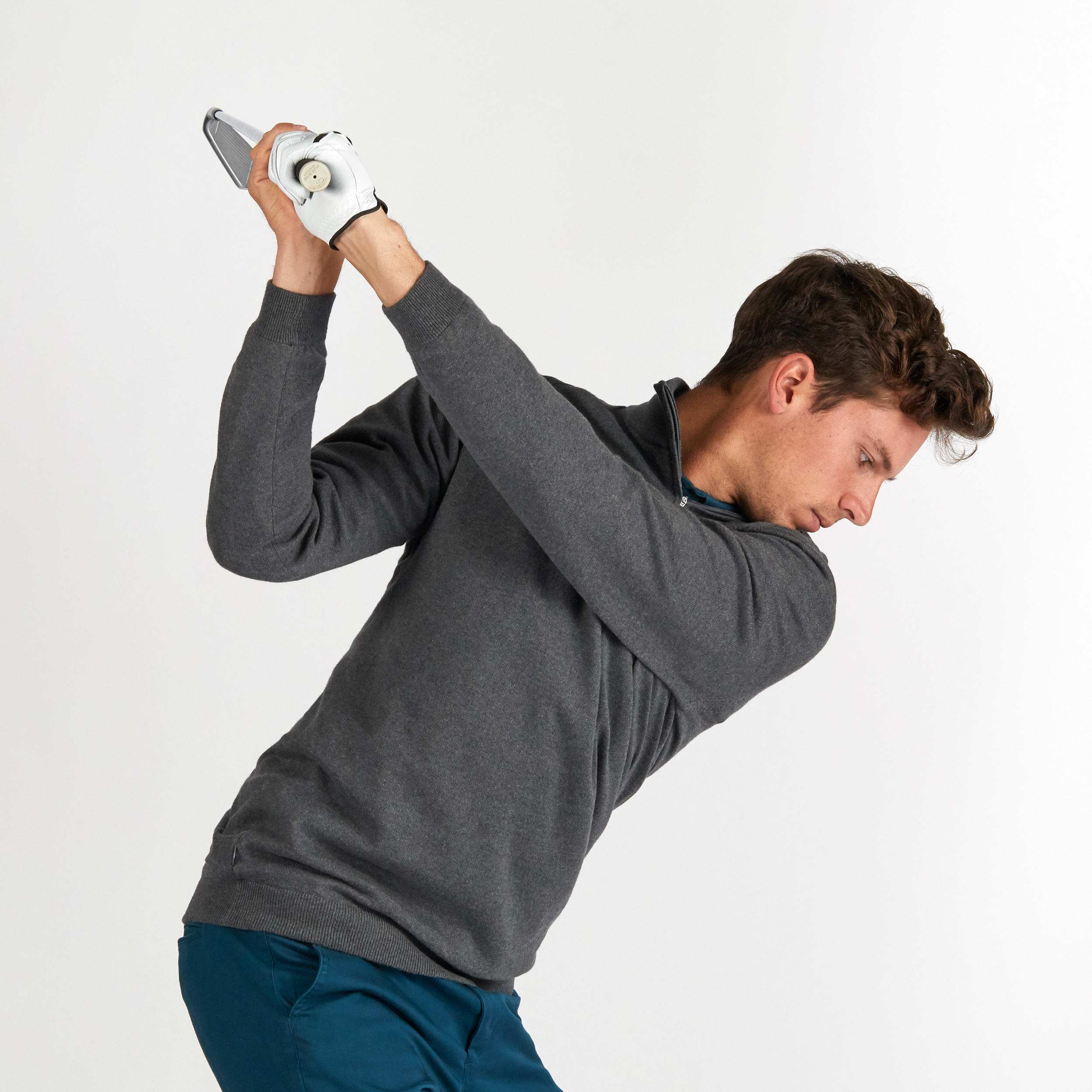 Men's golf windproof pullover MW500 dark grey 2/10