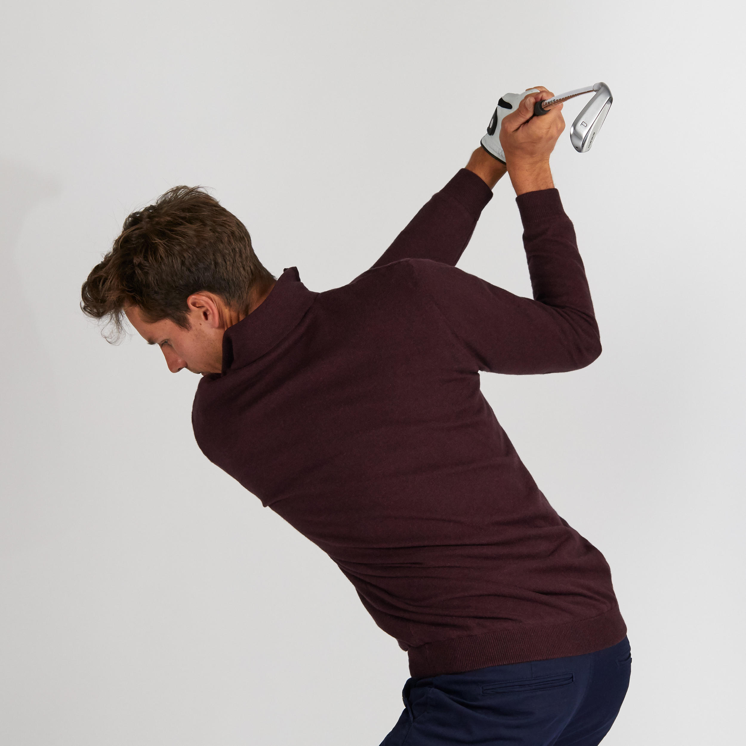 MOTTLED BURGUNDY MEN’S MILD WEATHER WINDPROOF GOLF PULLOVER 5/9
