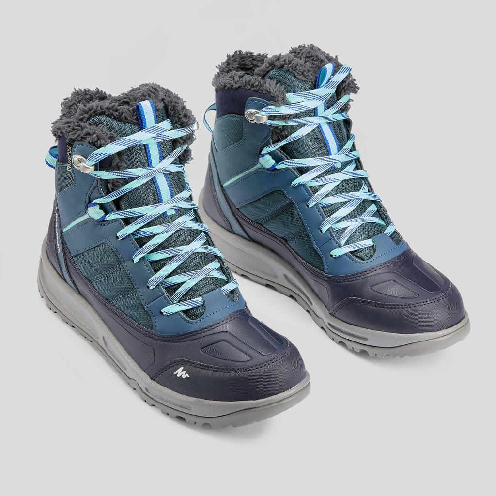 Women’s warm snow hiking boots SH120- mid blue