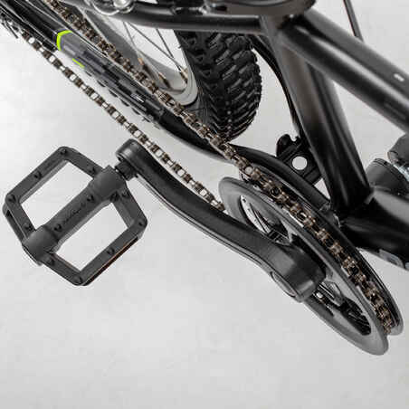 Kids' 20-inch, 6-speed, suspension fork mountain bike, black