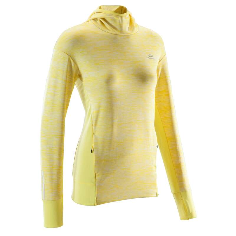 REGULAR WOMAN JOG COLD WEATHER CLOTHES Clothing - RUN WARM HOODED WOMEN'S JERSEY KALENJI - Tops