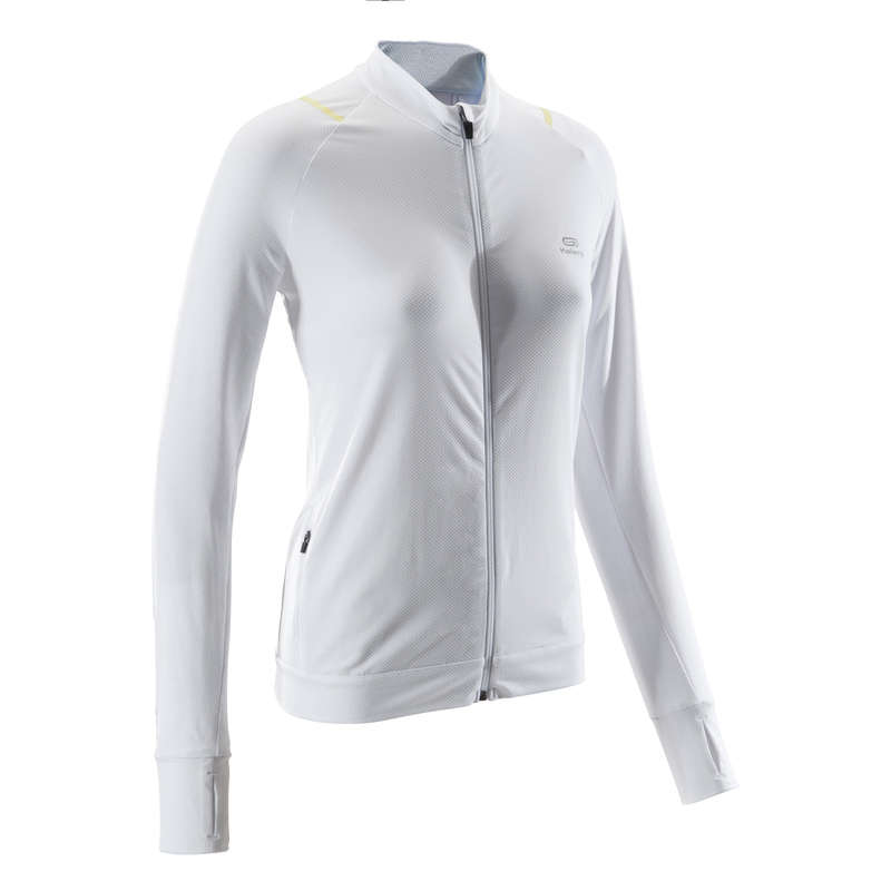 OCCAS WOMAN JOG WARM/MILD WHTR CLOTHES Clothing - Jacket Run Dry - White KALENJI - By Sport