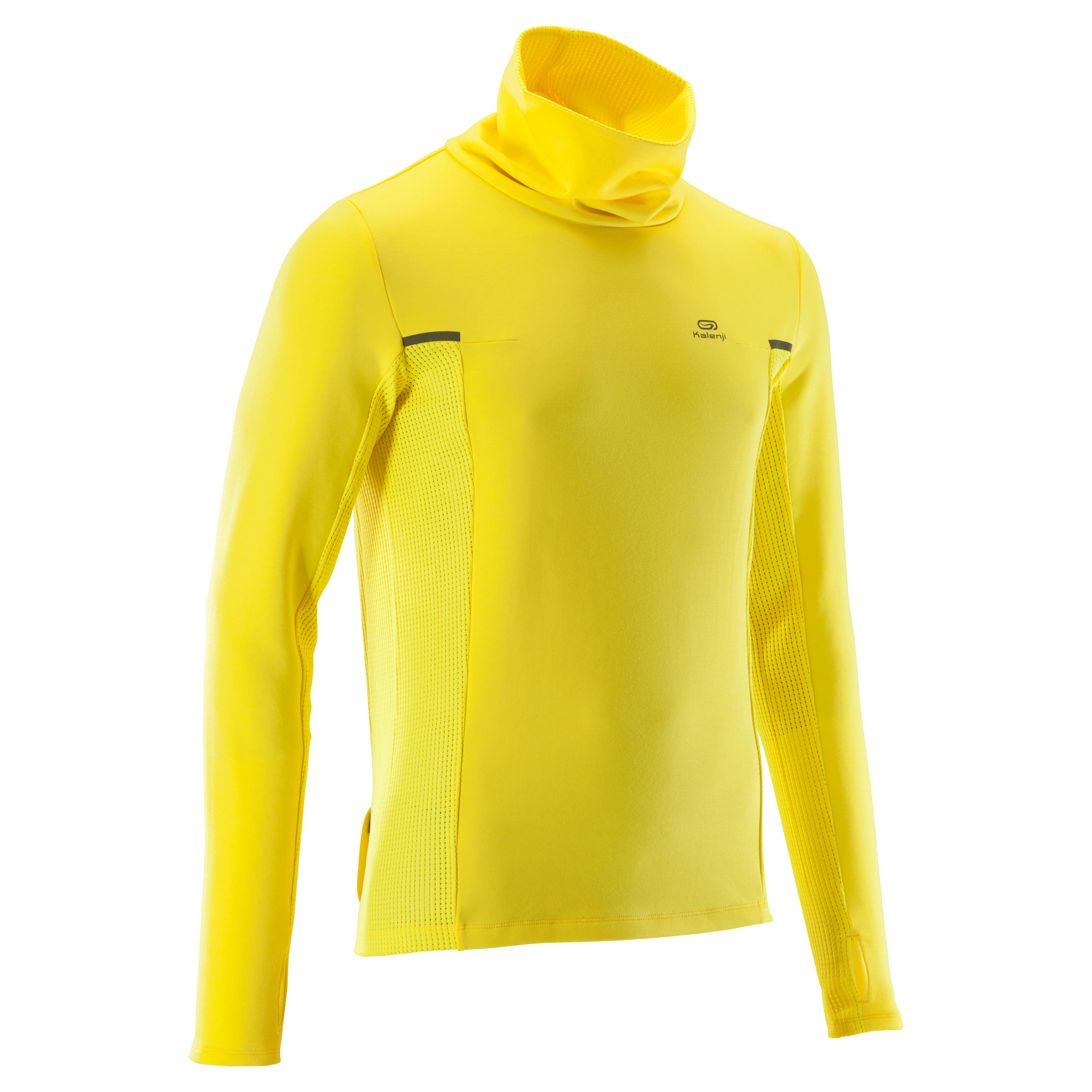 KALENJI RUN WARM+ men's running pullover high-collar yellow