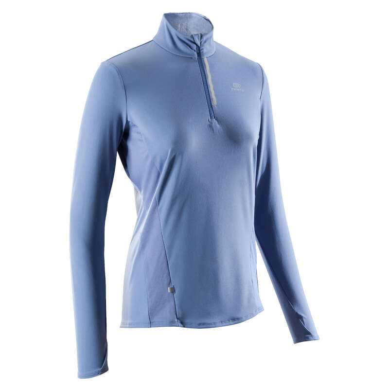 REGULAR WOMAN JOG WARM/MILD WHTR CLOTHES Clothing - RUN DRY+ ZIP WOMEN'S JERSEY KALENJI - By Sport