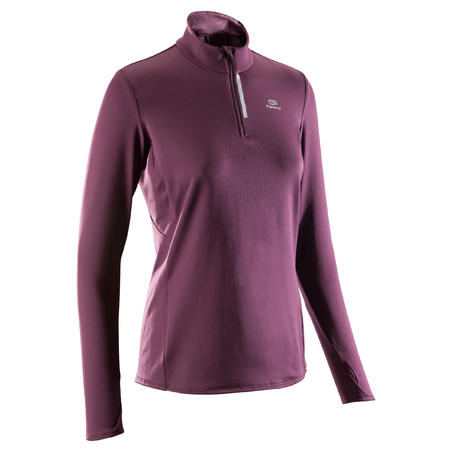 MAILLOT MANCHES LONGUES JOGGING FEMME RUN WARM PRUNE