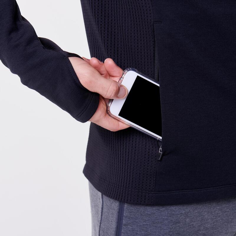 RUN WARM+ men's running jacket green KALENJI Decathlon