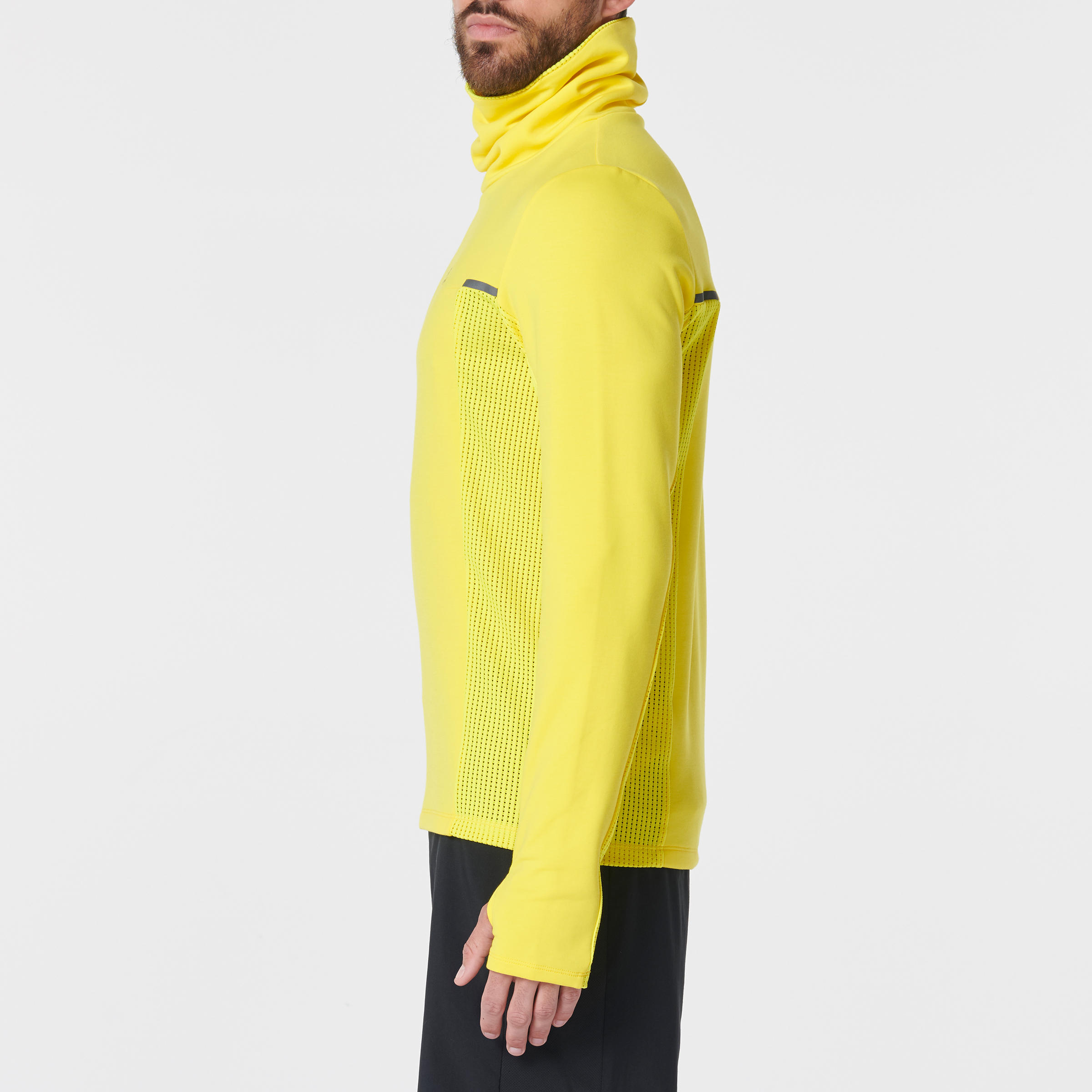 RUN WARM+ men's running pullover high-collar yellow 4/13