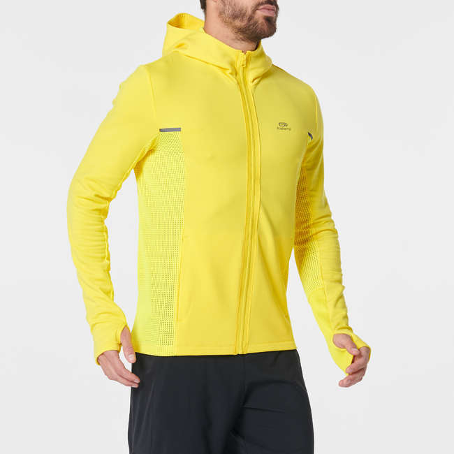 KALENJI RUN WARM+ men's running jacket yellow Decathlon