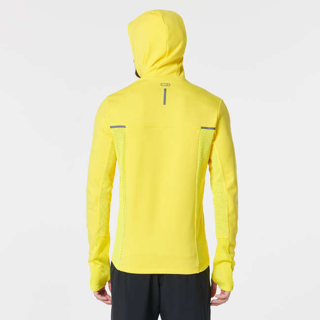KALENJI RUN WARM+ men's running jacket yellow Decathlon