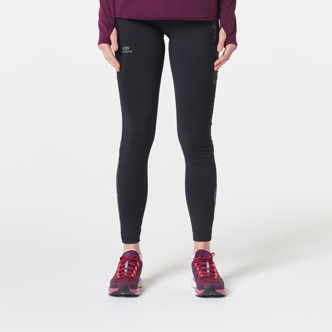 Warm+ Women's Running Warm Long Leggings - black with patterns