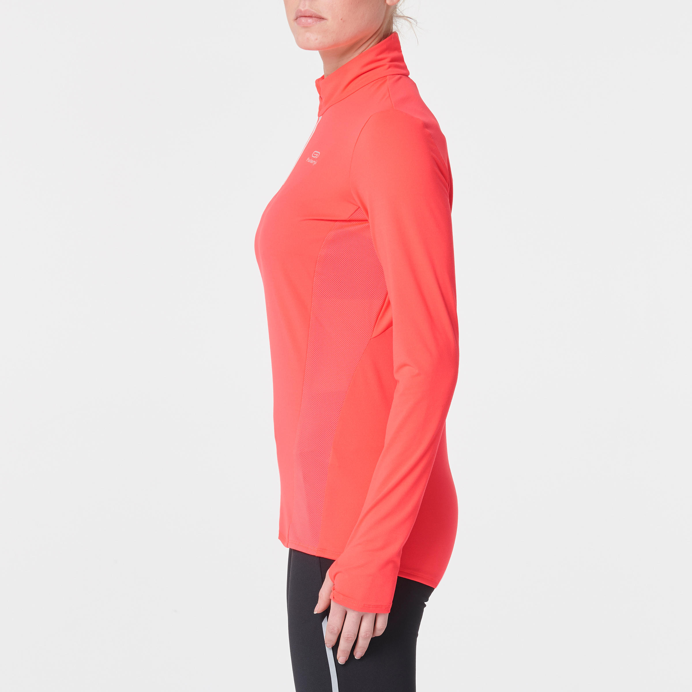 Women's Running ½-Zip Long-Sleeved T-Shirt Dry+ - pink 3/7