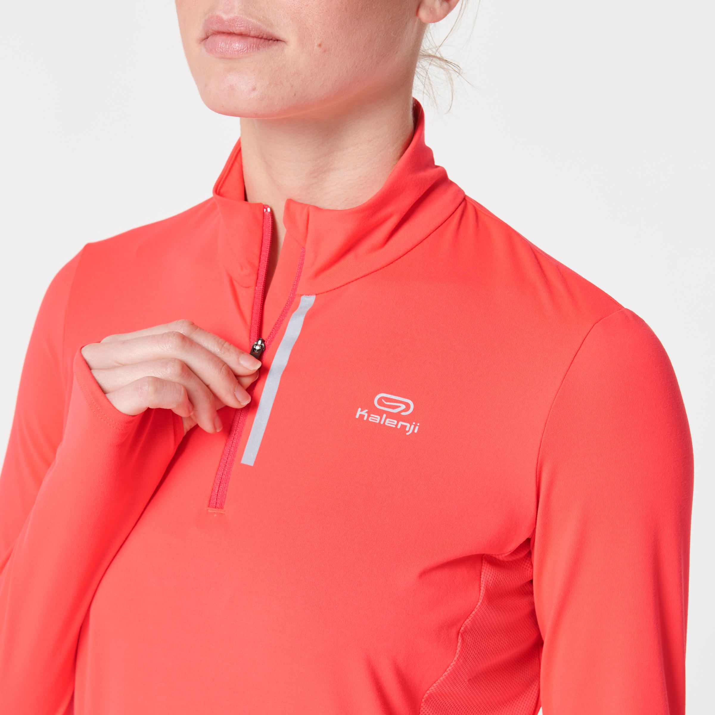 Women's Running ½-Zip Long-Sleeved T-Shirt Dry+ - pink 6/7