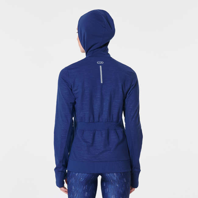 KALENJI RUN WARM HOODED WOMEN'S JACKET COSMOS BLUE