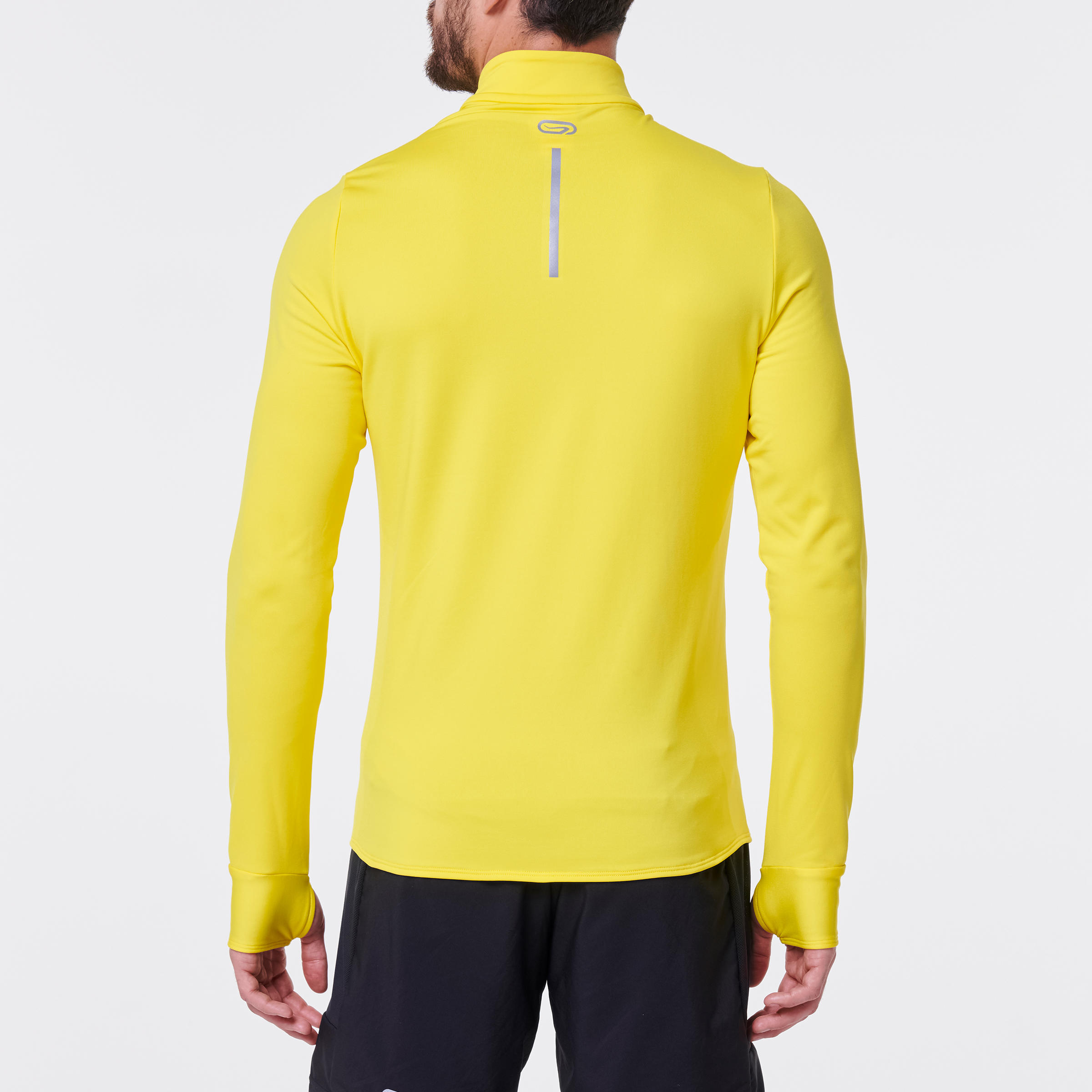 RUN WARM MEN'S LONG-SLEEVED RUNNING T-SHIRT - YELLOW 5/9