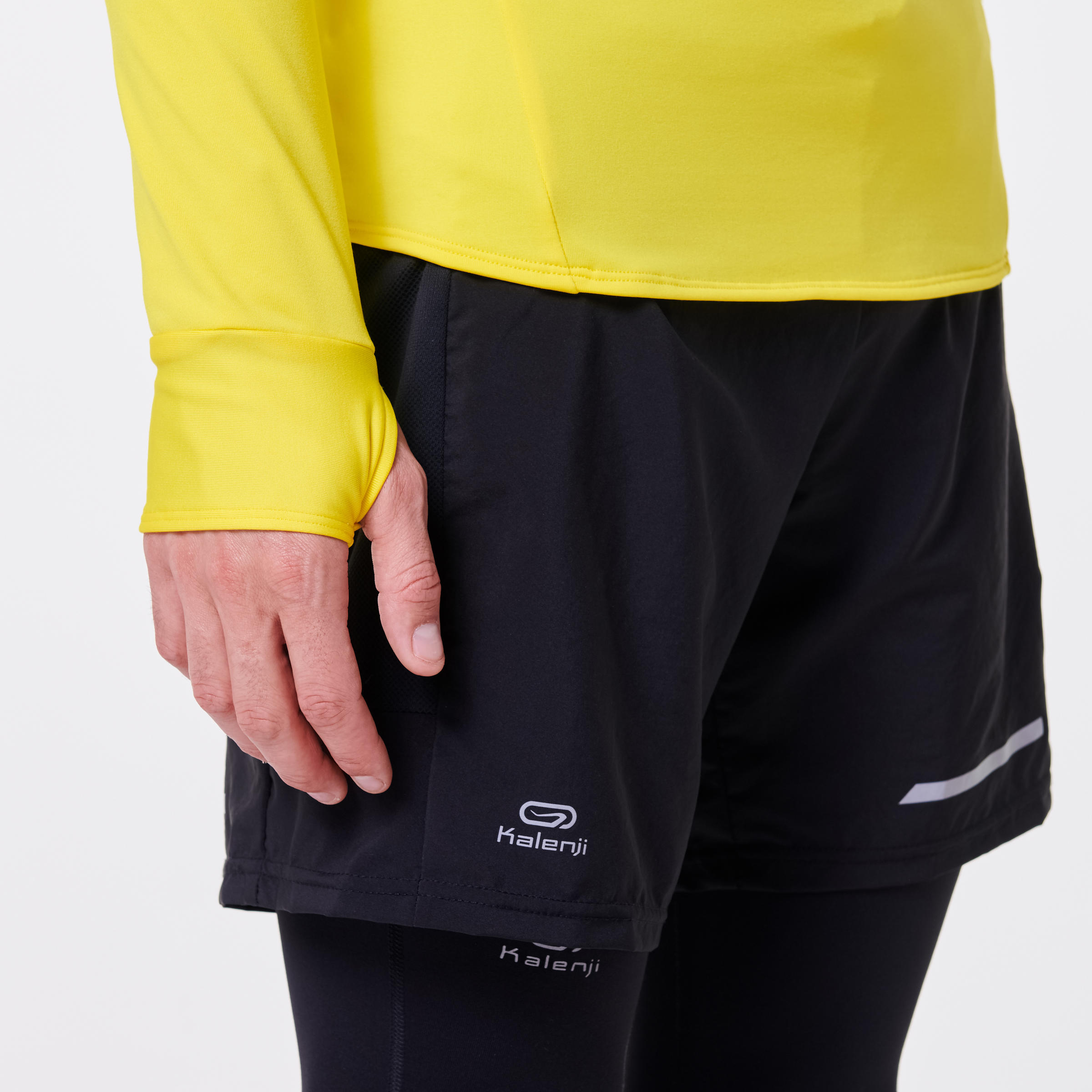 RUN WARM MEN'S LONG-SLEEVED RUNNING T-SHIRT - YELLOW 7/9