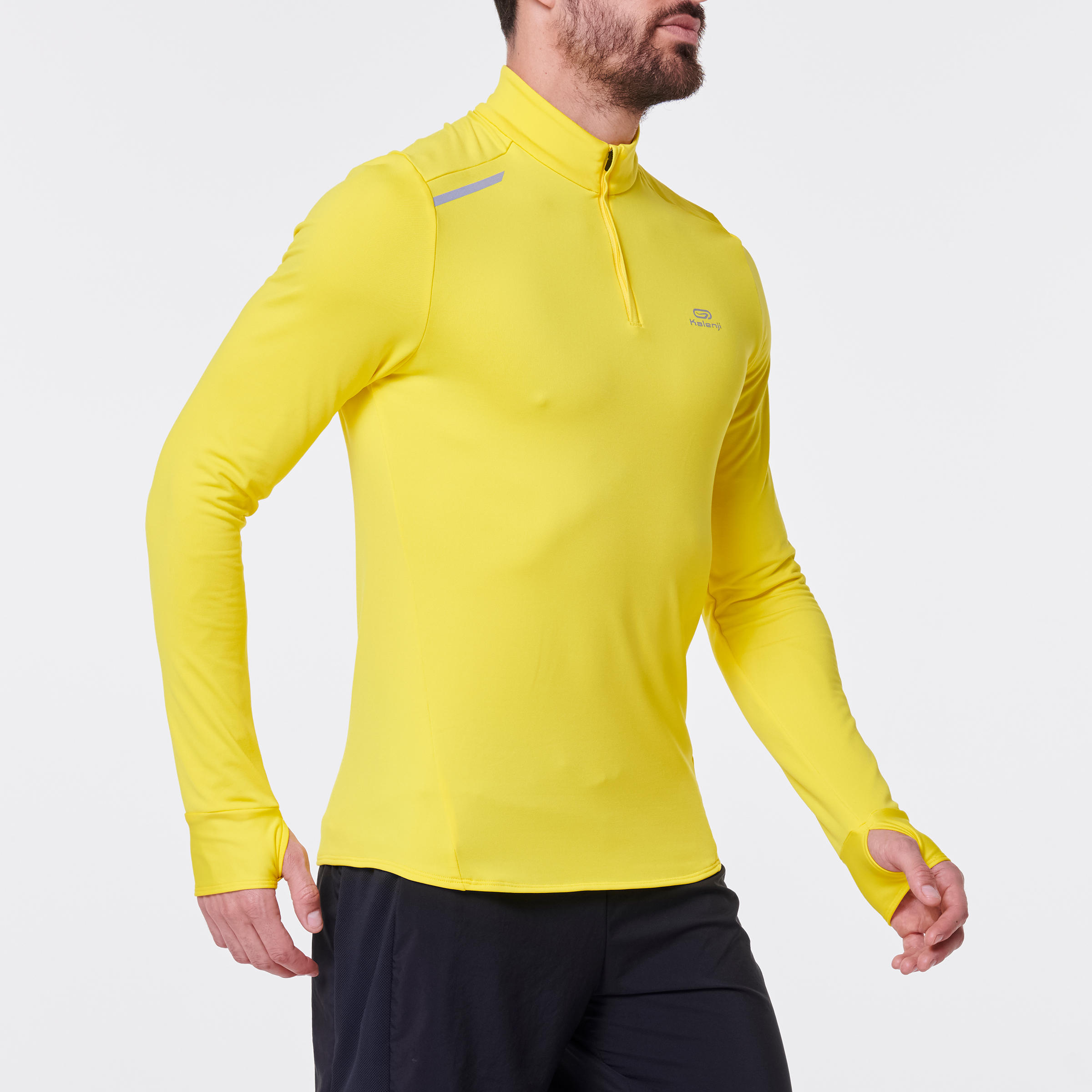 RUN WARM MEN'S LONG-SLEEVED RUNNING T-SHIRT - YELLOW 3/9