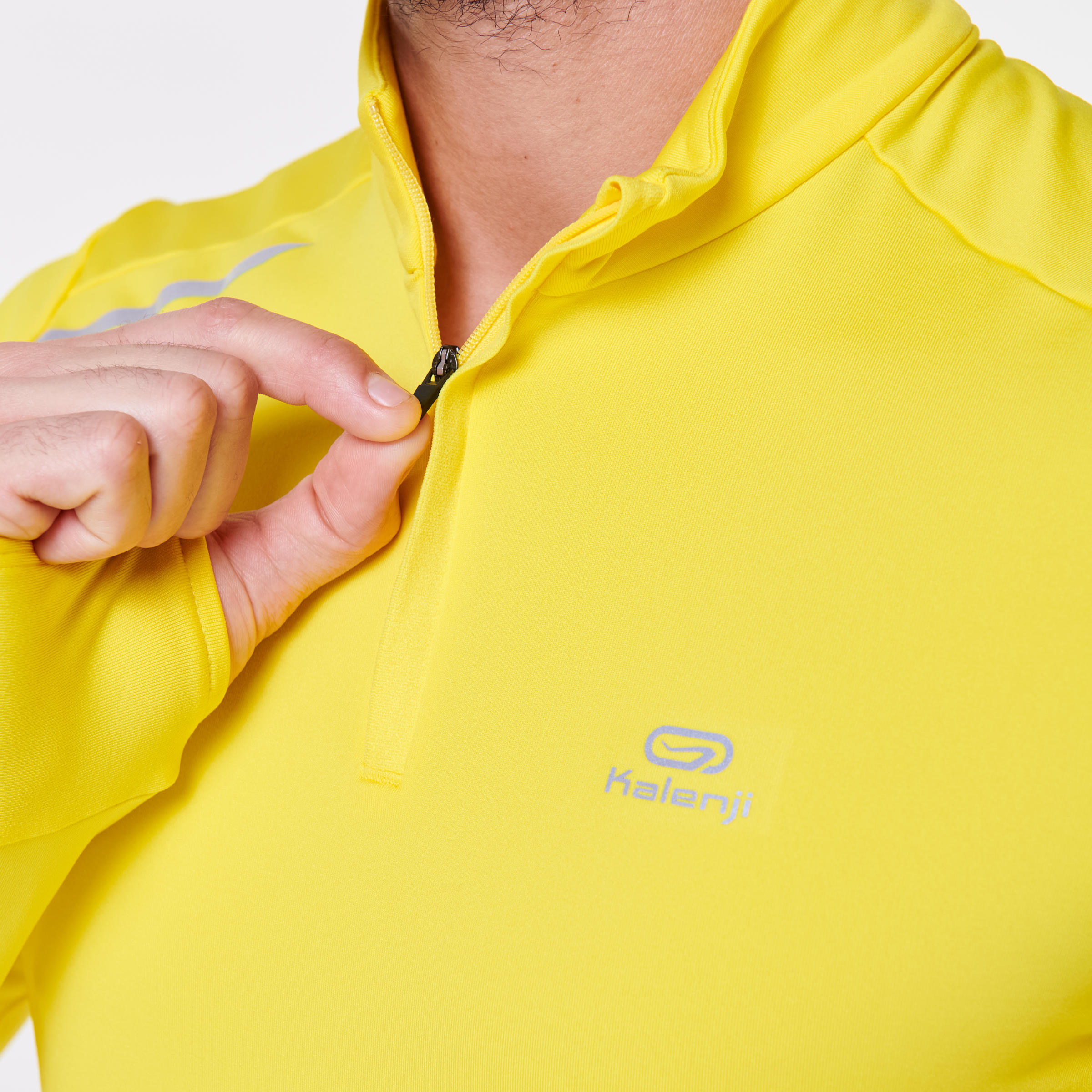 RUN WARM MEN'S LONG-SLEEVED RUNNING T-SHIRT - YELLOW 6/9