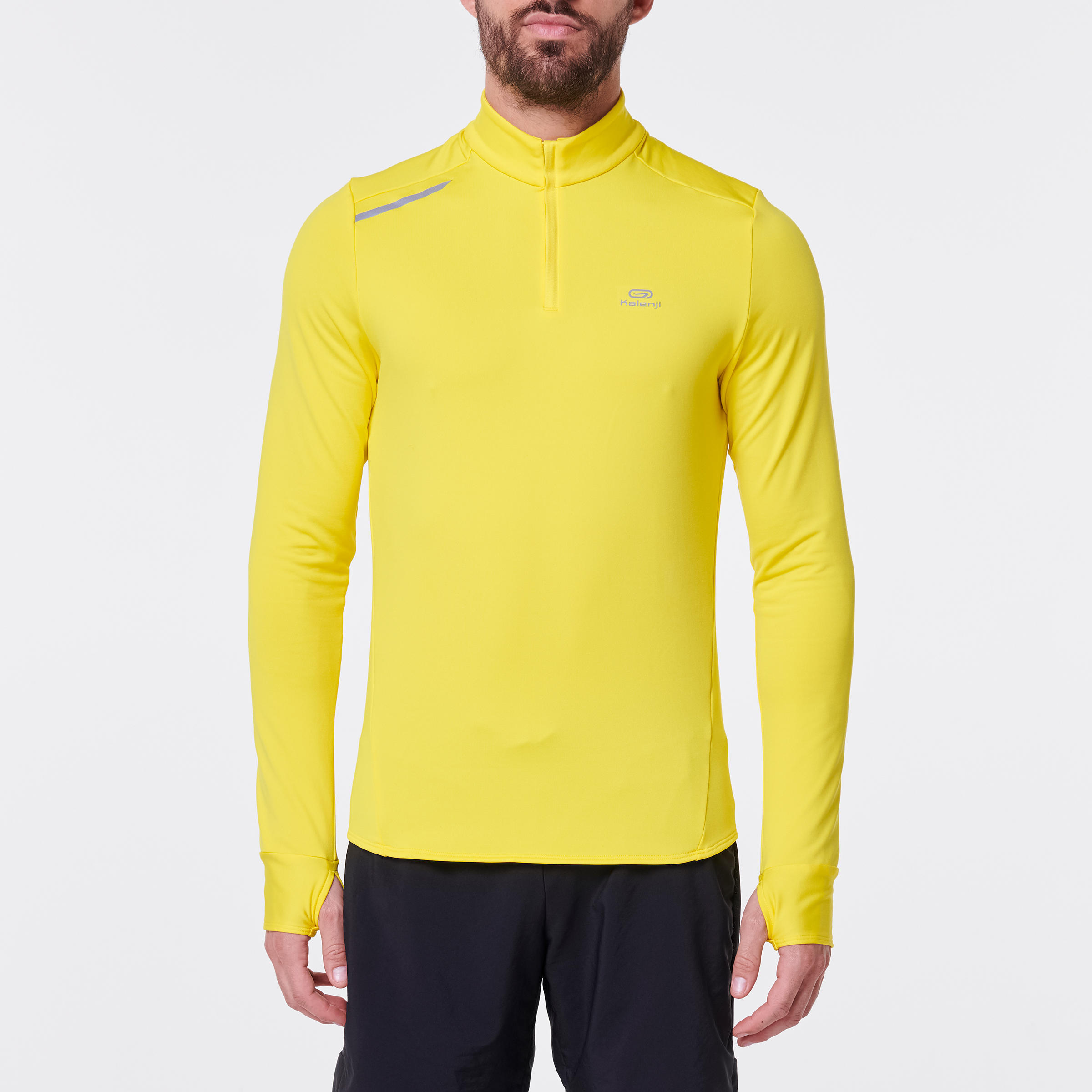 RUN WARM MEN'S LONG-SLEEVED RUNNING T-SHIRT - YELLOW 2/9