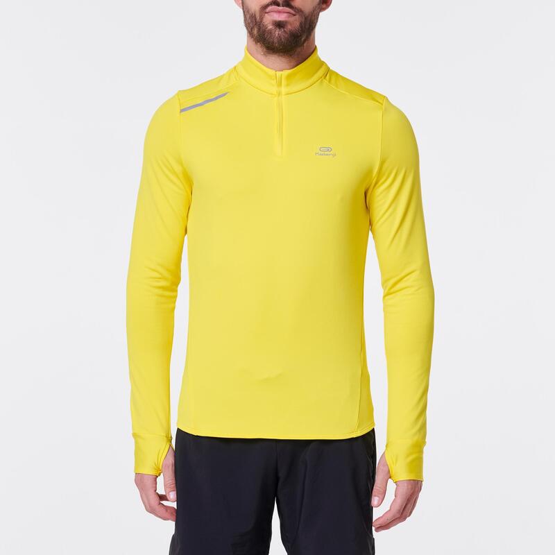 Pánské běžecké tričko s dlouhým rukávem Run Warm žluté
