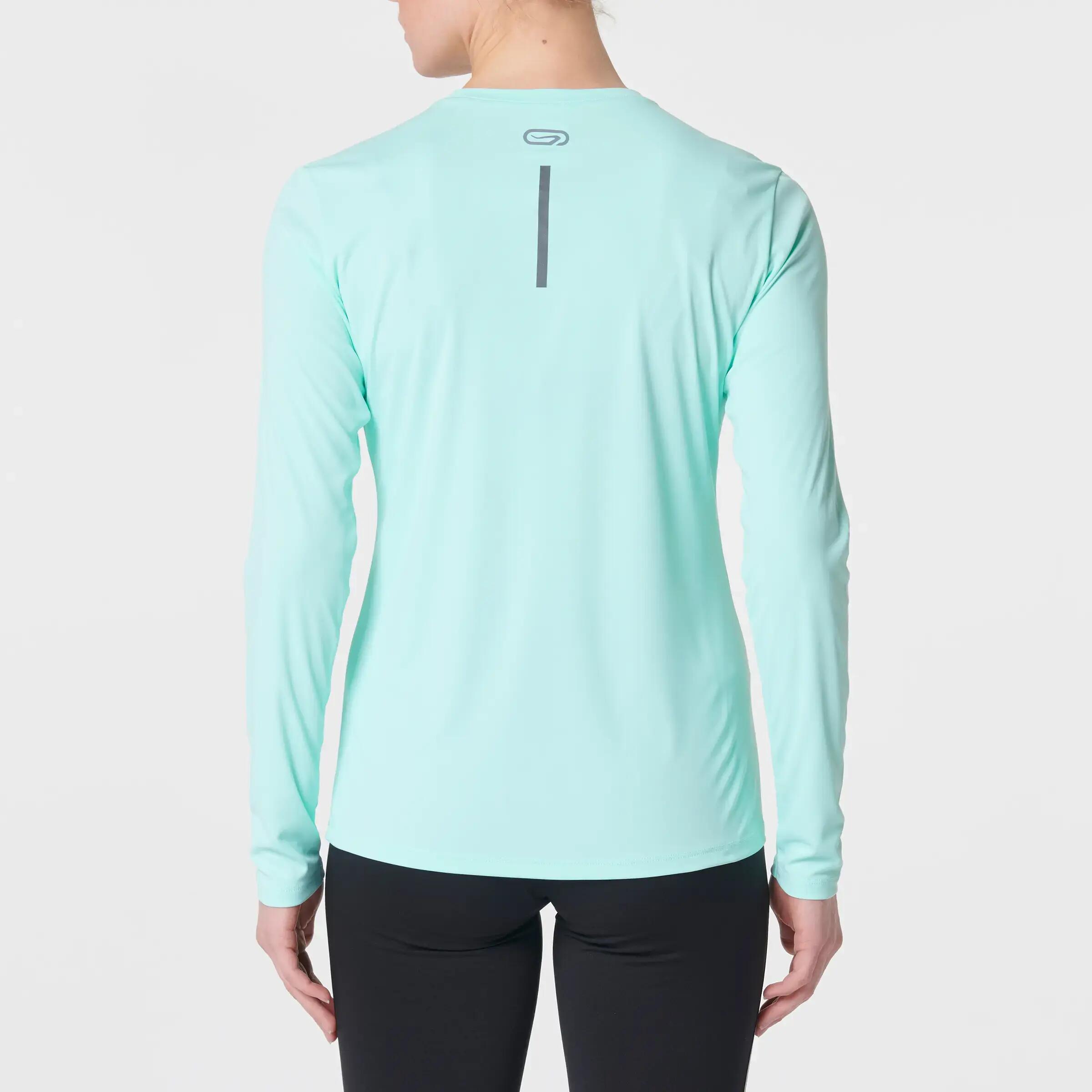 RUN SUN PROTECT WOMEN'S LONG-SLEEVED JOGGING T-SHIRT - LIGHT GREEN 4/7