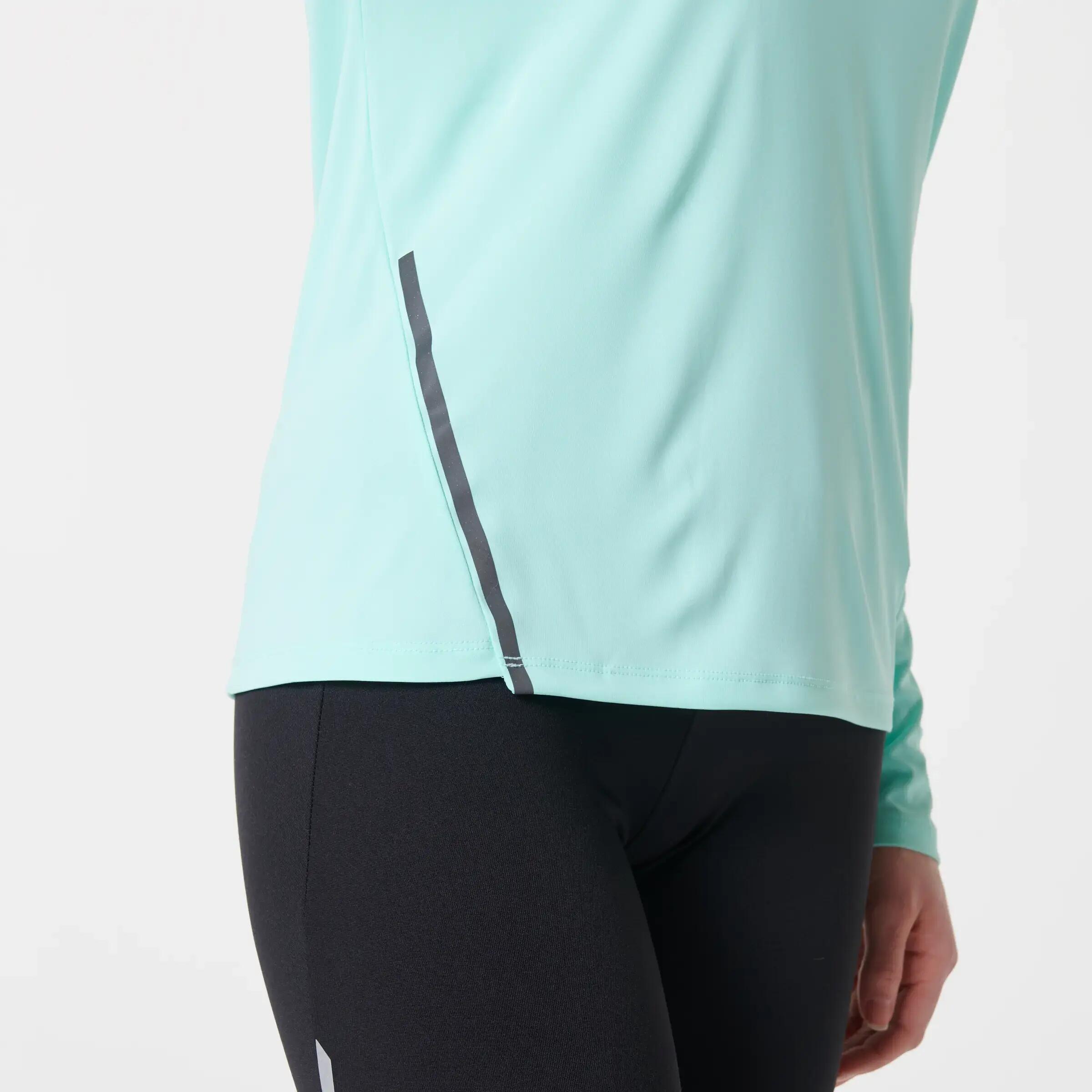 RUN SUN PROTECT WOMEN'S LONG-SLEEVED JOGGING T-SHIRT - LIGHT GREEN 6/7