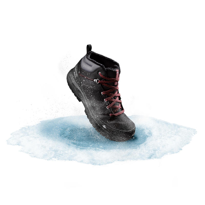รองเท้าหุ้มข้อผู้ชายสำหรับเดินท่ามกลางหิมะที่มีคุณสมบัติกันหนาวและกันน้ำรุ่น SH100 WARM (สีดำ)