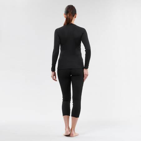 Atasan Dalaman Baselayer Ski Wanita BL 100 - Hitam