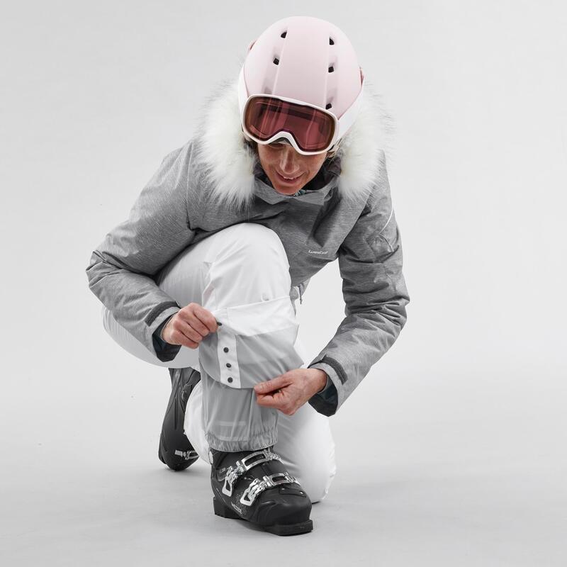 Pantalón de esquí y nieve impermeable Mujer Wedze 180 blanco