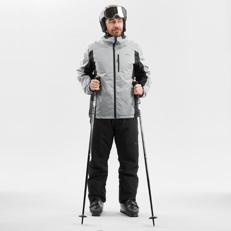 Куртка чоловіча 180 для лижного спорту сіра/чорна