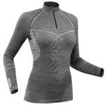 Wedze Thermoshirt voor skiën voor Dames 900 wol halve rits grijs