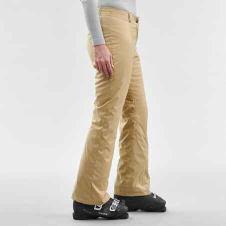 WOMEN’S WARM SKI TROUSERS 100 - BEIGE