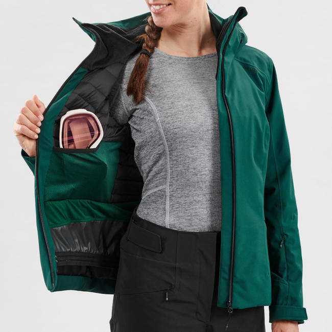 WOMEN'S PISTE SKI JACKET 500 GREEN