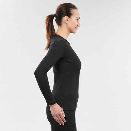 Women's Warm, Comfortable Thermal Ski Base Layer 100 - Black