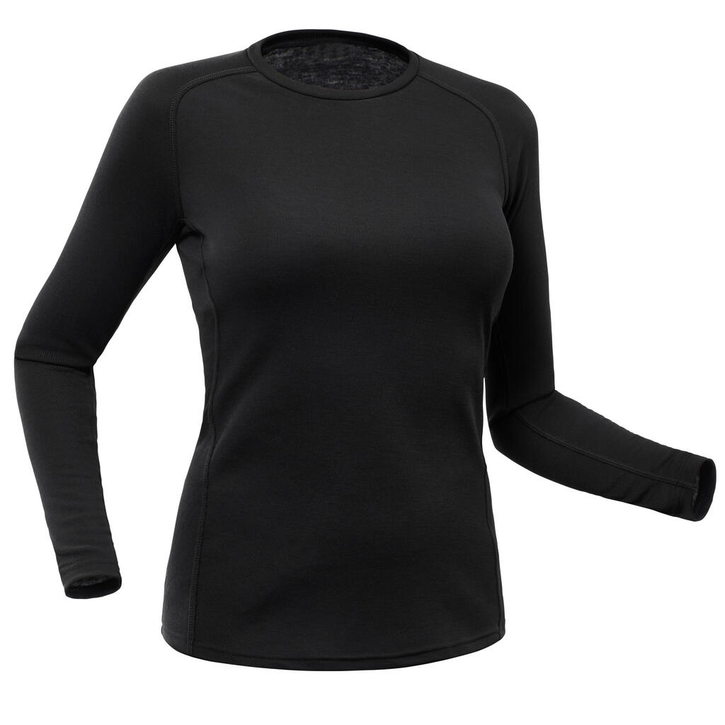 Sous-vêtement thermique de ski chaud et confort femme, BL100 haut Noir