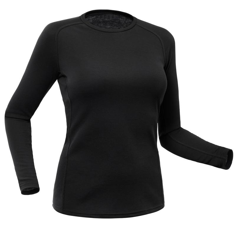 Warm en comfortabel thermoshirt voor skiën dames BL100 zwart