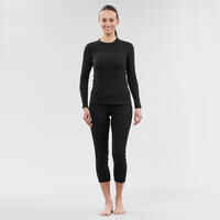 Women's Warm, Comfortable Thermal Ski Base Layer 100 - Black