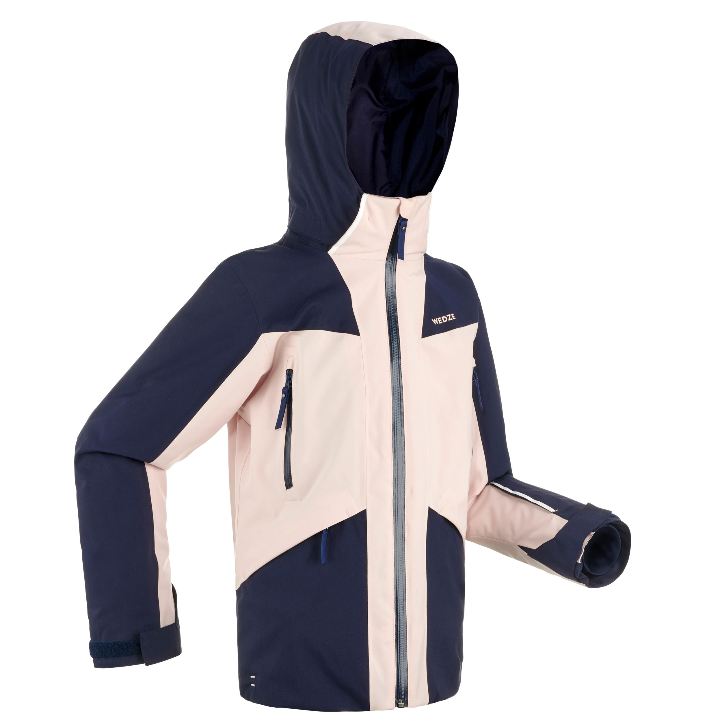 WEDZE Kids' Ski Jacket 900 - Navy Blue and Powder Pink