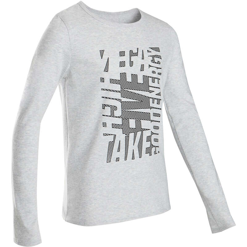 BOY EDUCATIONAL GYM APPAREL Fitness and Gym - 100 Boys' Long-Sleeved T-Shirt DOMYOS - Gym Activewear