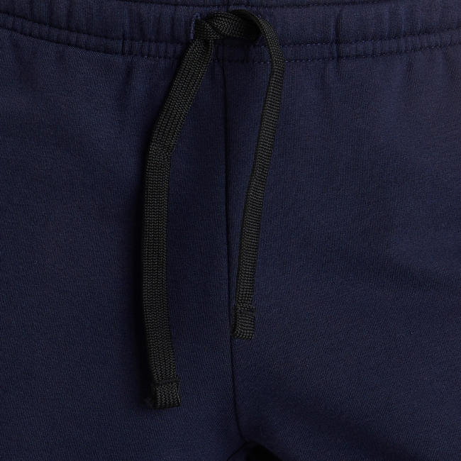 Boys' Breathable Cotton Gym Shorts 500 Navy Blue