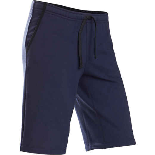 
      Boys' Breathable Cotton Gym Shorts 500 - Navy Blue
  